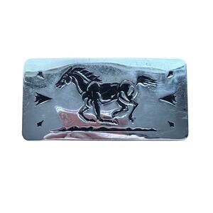 Vintage Chambers belt co silver tone belt buckle running horse southwest aztec